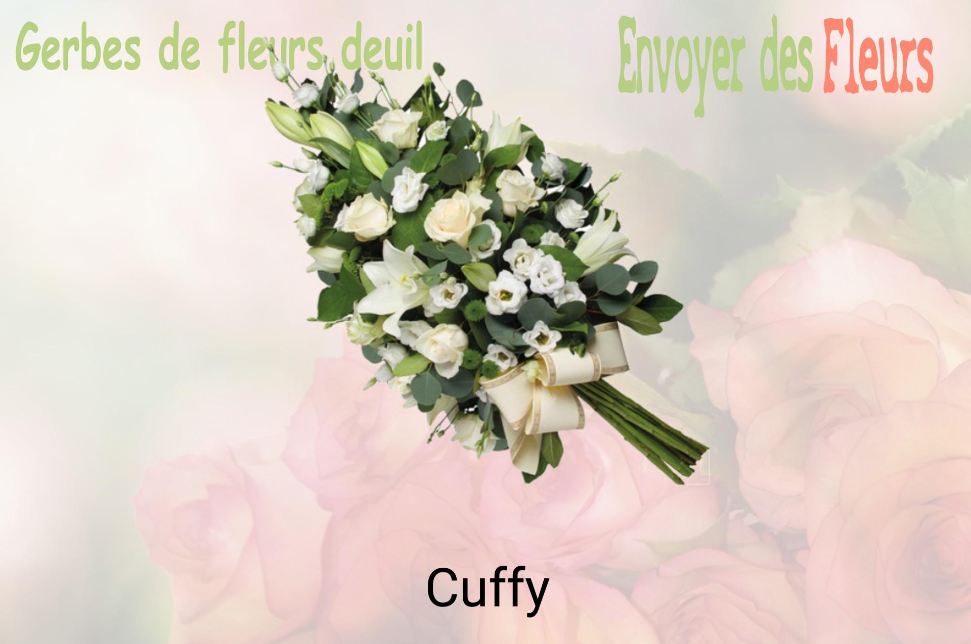 Gerbe de fleurs de deuil livrée à Cuffy